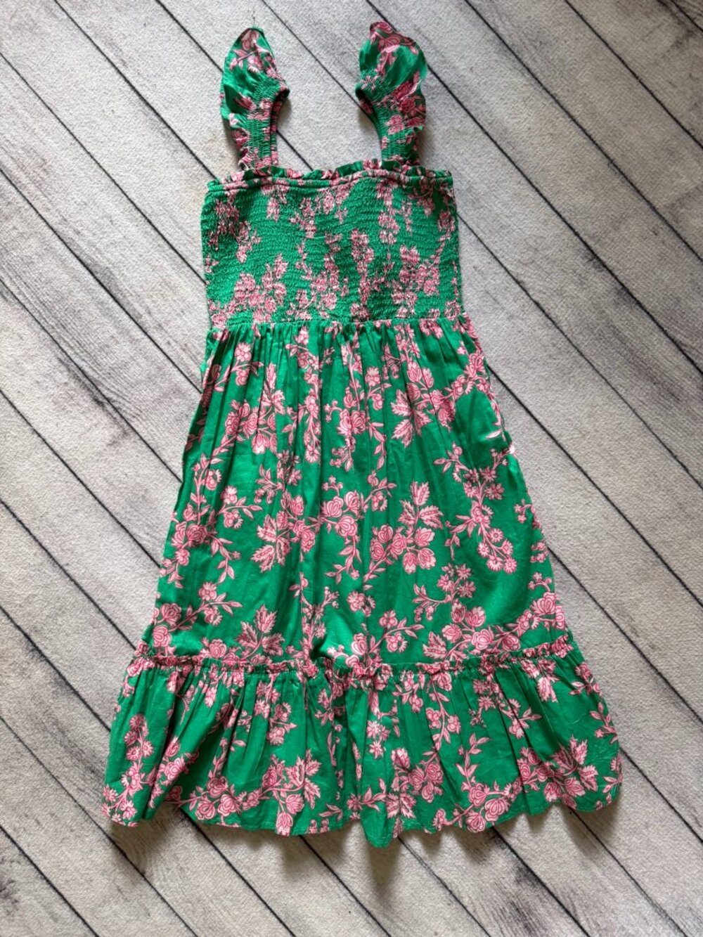 Crewcuts Girls Nap Dress-Like Dress, Size 10, Green w/ Pink Flowers, New With Ta